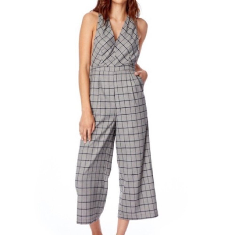 Lost + Wander Plaid Cross Back Jumpsuit